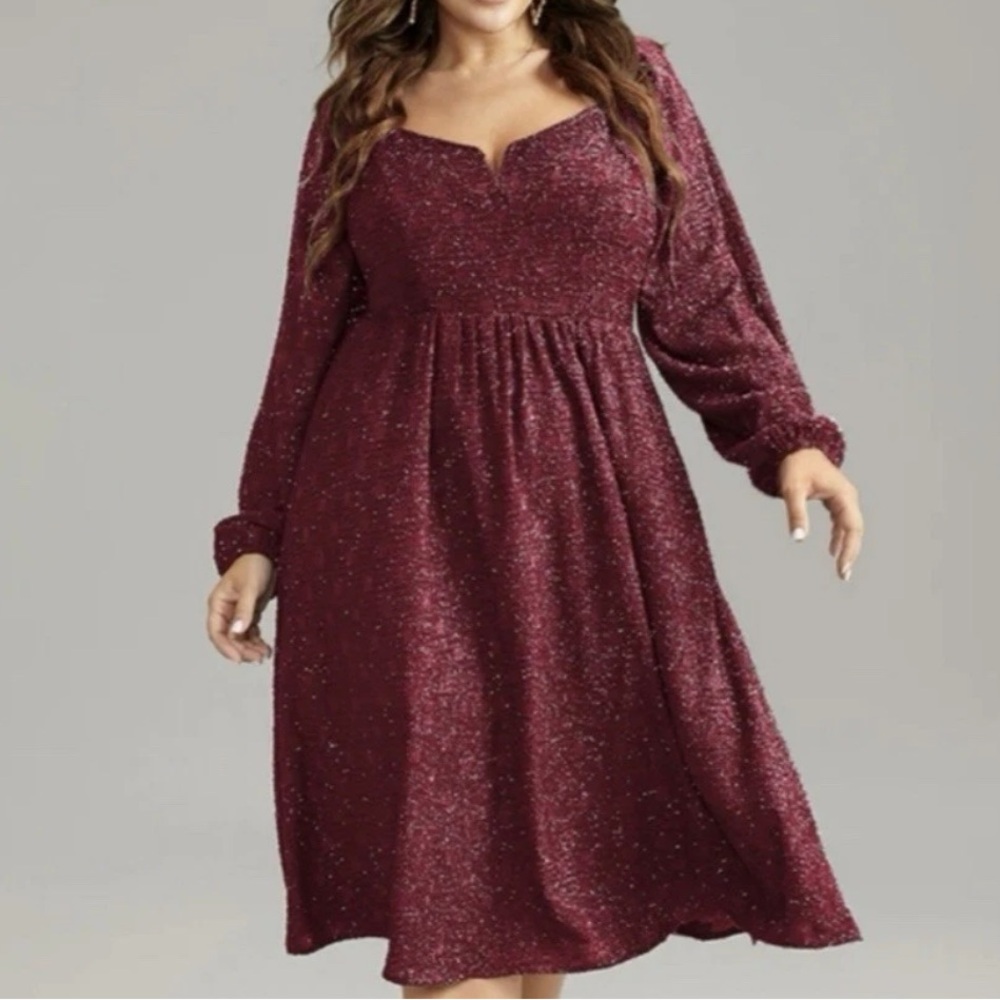 Bloomchic Women’s Glitter Sparkle Knee Length Dress Black Plus Size 26 - Picture 3 of 8